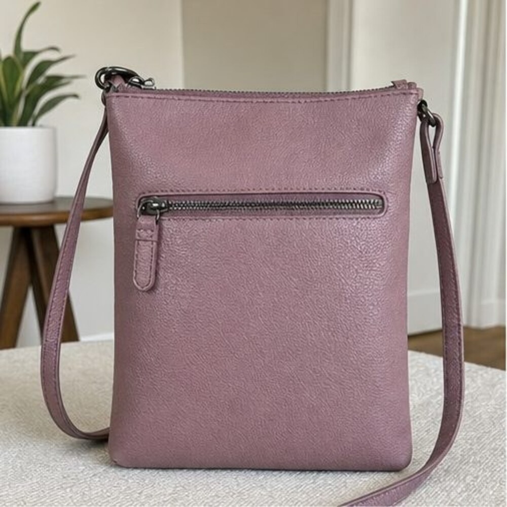 Mauve Pebbled Crossbody Bag